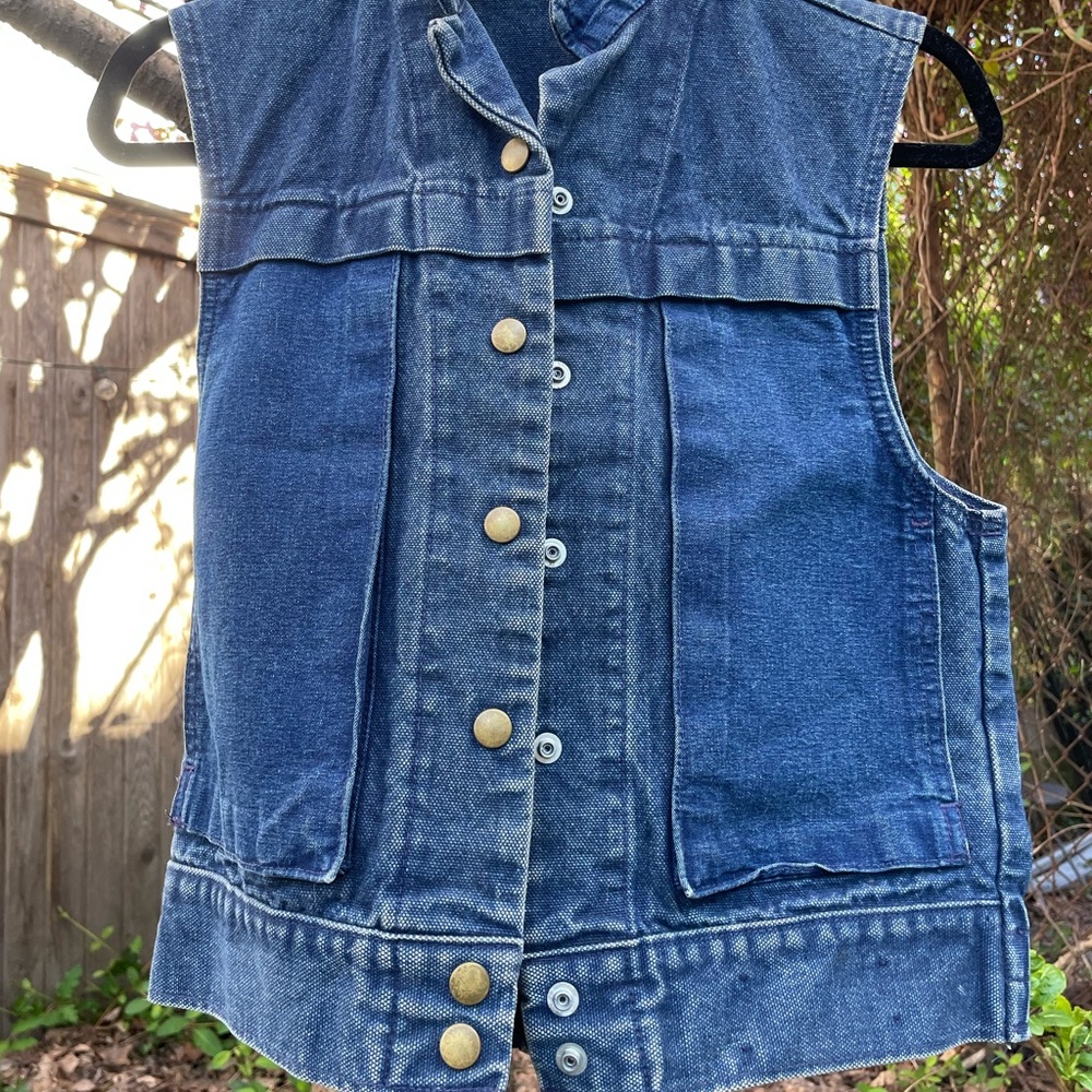 Vintage Original Lee For Girls Retro Denim Vest Buttons Pockets Medium (Small)